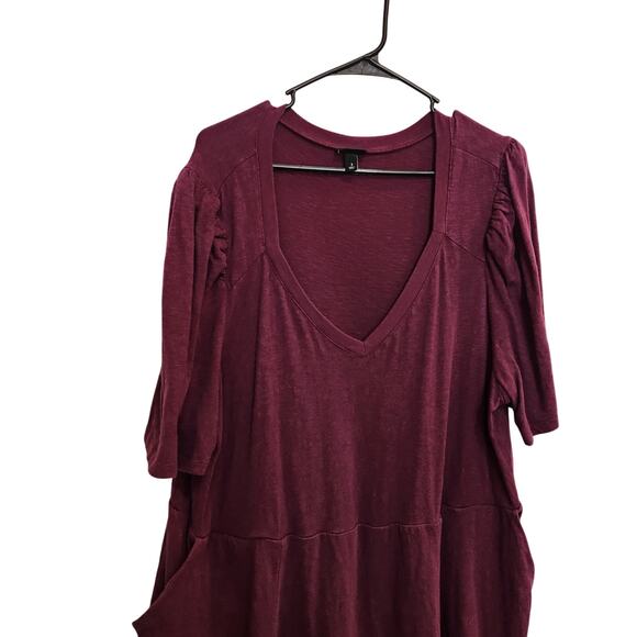 Torrid Above Knee Length A-Line Pockets Puff Sleeve Skater Dress Maroon Size 3X - Picture 3 of 9